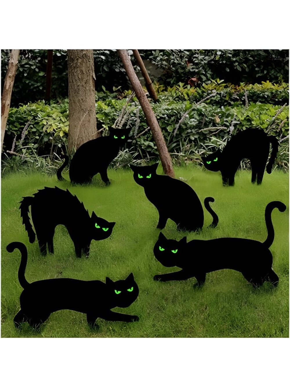 Halloween Decorations Outdoor, 6ct Black Cat Decor Yard Signs with Stakes,